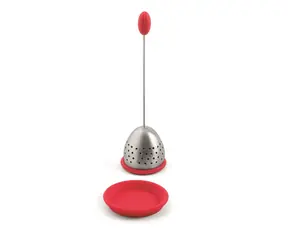 Weis Teekanne rot / Teekanne / Edelstahl / Silikon /  4 cm / Mit Abtropfschale