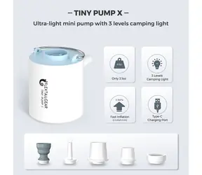 Flextail Tiny Pump X grau / Tragbare Luftpumpe / Druck 3,5 kPa / LED-Taschenlampe / USB-C