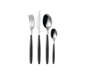 GUZZINI MY FUSION Besteckset, schwarz / 24-teilig / Edelstahl / ABS-Griffe / spülmaschinenfest