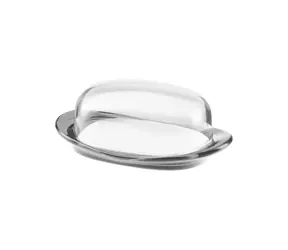 Guzzini Everyday grau / Butterdose / Transparenter Deckel / 20 × 12,3 × 7,5 cm / SAN, SMMA, PP