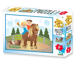 Prime 3D-Puzzle Farmapark Pferd / 48 Teile / 3D-Effekt / 23 x 15 cm