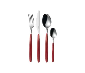 GUZZINI Besteckset MY FUSION rot / 24-teilig / Edelstahl / ABS-Griffe / spülmaschinenfest