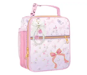 Sparkys Thermotasche für Lebensmittel, rosa Rosen / Thermotasche für Lebensmittel / mit Schlüsselanhänger / 19 × 8,5 × 27,5 cm