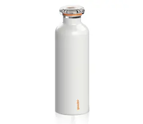Guzzini Reiseflasche Energy 750 ml weiß / Thermosflasche / Edelstahl / Hält 12 Stunden heiß, 24 Stunden kalt