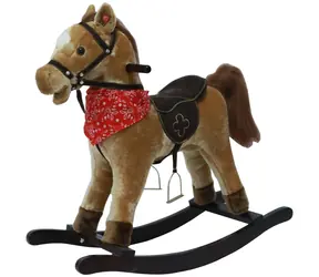 TEDDIES Schaukelpferd braun (00516101) / 71 cm / Plüsch / Tragkraft 50 kg / Sattelhöhe 47 cm