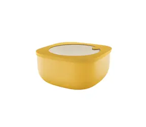GUZZINI Eco Store & More flacher Lebensmittelbehälter, gelb / 1,9 l / Biokunststoff / luftdicht / stapelbar