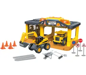 SPARKYS Baugarage mit Bagger und STADT-SERVICE-Wagen / Mit Ton und Licht