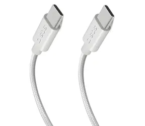 SBS USB-C - USB-C weiß / Kabel / 240 W / Power Delivery / geflochten / 2 m