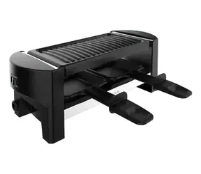 Cecotec Raclette Cheese&Grill 3200 Pocket, schwarz/Edelstahl / Raclette-Grill / 320 W / 2 Pfannen / Antihaftbeschichtung