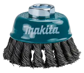 Makita Topf-Drahtbürste 75 mm / Welldraht 0,5 mm, messingbeschichtet / M14-Klemmung / Max. 12.500 U/min