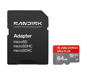 SanDisk Ultra PLUS microSDXC 64 GB / Speicherkarte / Klasse 10 / UHS-I / U1 / A1 / Lesegeschwindigkeit bis zu 150 MB/s