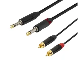 SSQ RCAJM5 schwarz / Audiokabel / 2x Cinch - 2x Klinkenstecker 6,3 mm Mono / 5 m