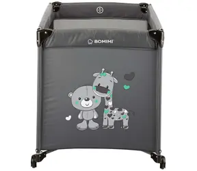 Bomimi Mondo Giraffe und Teddybär, Anthrazit / Reisebett / faltbar / bis 36 Monate, bis 15 kg