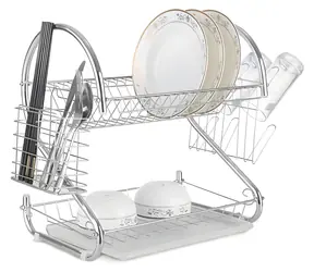 Maestro MR-1025-38 silber / Abtropfgestell / 38 cm / Chrom-Finish / Abtropfschale