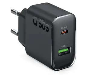 SBS Reiseadapter PD 65 W schwarz / Reiseadapter / USB-A/USB-C