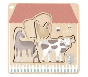 Mehrschichtiges Holzpuzzle Bauernhof mit Tieren / Puzzle- und Steckspiel