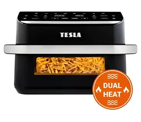 TESLA AirCook DualHeat QD575 XXL schwarz / Heißluftfritteuse / DualHeat-Technologie / Volumen 10 l