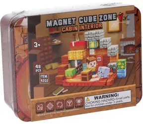 WIKY Magnet Cube Zone Bauset - Leben in einer Blockhütte / 48 Teile / Kunststoff / ab 3 Jahren