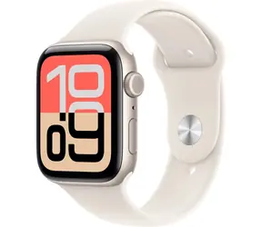 Apple Watch SE 3 (2025) GPS + Cellular 44 mm Aluminiumgehäuse in Sternenweiß - Sportarmband in Sternenweiß M/L