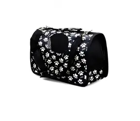 animALL Tasche Schwarz mit rosa Pfoten M 40x21x27 cm