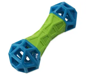 Dog Fantasy Toy - Knochen mit geometrischen Mustern grün-blau 18x5,8x5,8cm