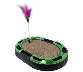 Magic Litter Kratzbaum mit Kugelbahn und Feder mit Federn Schwarz 40x30x4,2cm