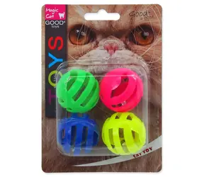Magisches Katzenspielzeug - perforierter Kunststoffball mit Ton 3,75cm 4St