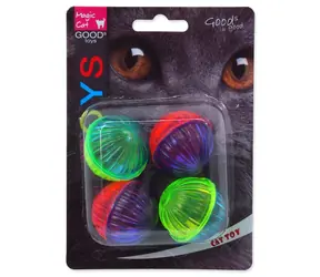 Magisches Katzenspielzeug - Ball aus glänzendem Kunststoff mit Ton 3,75 cm 4 Stück