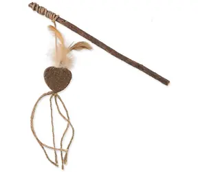 Magisches Katzenspielzeug - Natural Fun Herzschnuller mit Naturfedern und Schnüren 25cm