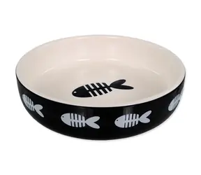 Magic Cat Keramiknapf mit Fischdruck, schwarz, 13x4cm, 260ml