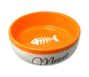 Magic Cat Bowl Meow Keramik weiß-orange 13,4x4cm, 170ml