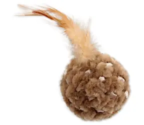 Magisches Katzenspielzeug - Chenilleball mit Federn und Katzenminze-Mix 14cm