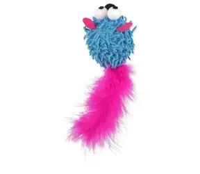 Magisches Katzenspielzeug - Rainbow Relax Maus mit Feder und Katzenminze blau 6cm