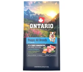 Ontario Puppy & Junior All Breeds Monoprotein Truthahn & Süßkartoffeln 6,5kg / Welpenfutter
