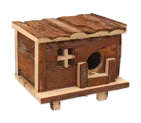 Kleintierhaus Holzblockhütte mit Rinde 18cm
