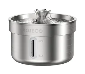 Rojeco Trinkbrunnen/Trinknapf aus Edelstahl für Hunde und Katzen, 2 l / Edelstahl