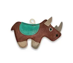PafDog Rhinoceros Rudy aus Leder und Jute, braun, 19 cm