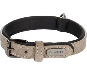 Flamingo Delu Halsband mit Neoprenpolsterung, Taupe, XS/S