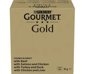 PURINA GOURMET GOLD in Sauce 96 x 85 g / Katzenfutter in Dosen / 4 Geschmacksrichtungen