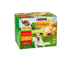 PURINA Friskies Adult 24 x 85 g / Beutel für Hunde / 3 Sorten Knödel