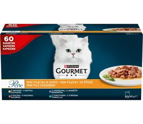 PURINA Gourmet Perle Mini-Filets in Sauce 60 x 85 g / Beutel für Katzen / 4 Geschmacksrichtungen