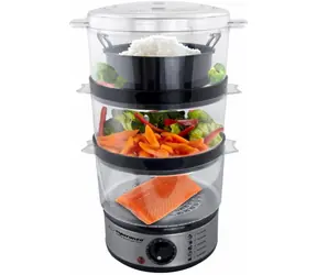 Esperanza EKG009 Volcano Dampftopf silber / 400 W / 7,5L / 3 Dampfschüsseln / Timer