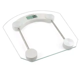 Esperanza EBS008W Pilates-Personen-Digitalwaage, transparent mit Weiß / 180 kg / gehärtetes Glas / Anzeige für niedrigen Batteriestand