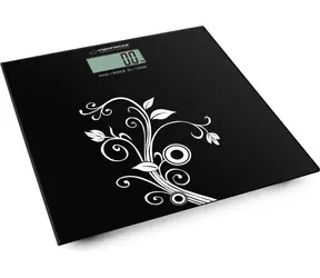 Esperanza EBS003 Yoga persönliche digitale Waage schwarz / 180 kg / gehärtetes Glas / Anzeige bei niedrigem Batteriestand