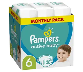 Pampers Active Baby Monatsbox Extra Large (128 Stk.) / Windeln / Größe 6 (15+ kg)