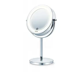 BEURER BS 55 Kosmetikspiegel / Durchmesser: 13 cm / 2 Spiegelflächen / LED-Licht / batteriebetrieben