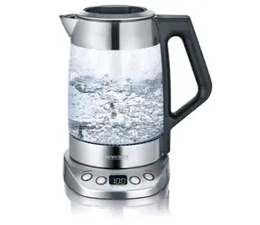 Severin WK 3479 silber / Druckwasserkocher / 3000W / 1,7 l / Teekocher / Edelstahl + Glas