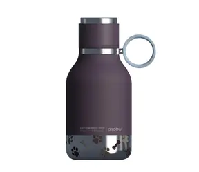 Asobu Hundenapfflasche Burgund 0,975 L / Flasche mit Napf für einen Hund / Bis zu 24 Stunden kühl / Edelstahl