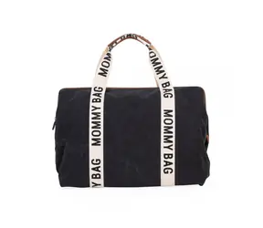 Childhome Wickeltasche Mommy Bag Canvas Schwarz / 55 x 30 x 40 cm / Tragkraft 5 kg