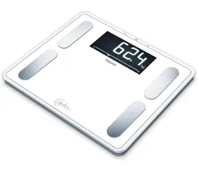 BEURER BF 410 weiß / Personenwaage / digital / LCD-Display / Auflösung 100 g / Tragkraft 200 kg / Diagnosedaten 